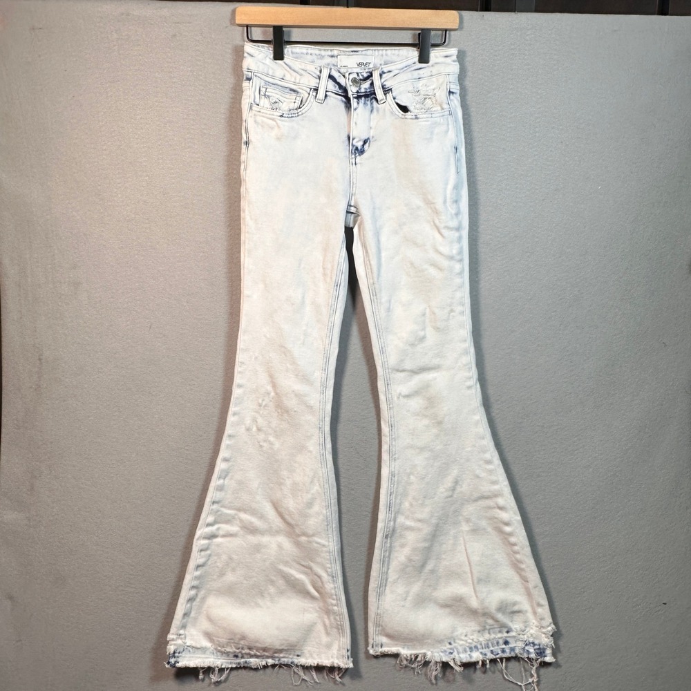 Vervet Flying Monkey Light Wash Flare Jeans Distressed Bell Bottom Boho Size 25